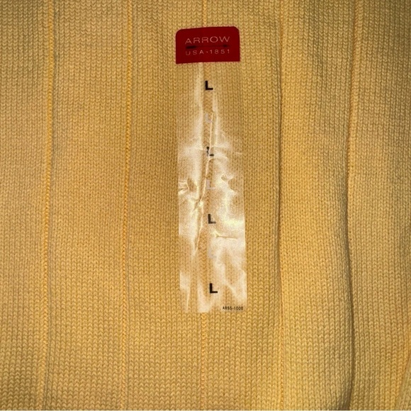 NWT ARROW MENS SIZE LARGE SUNNY YELLOW CREWNECK PULLOVER CABLE KNIT SWEATER - Picture 6 of 6